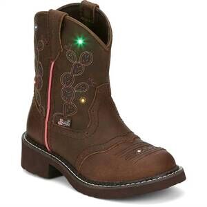 NEW JUSTIN BOOTS girls glitzy western boot in brown